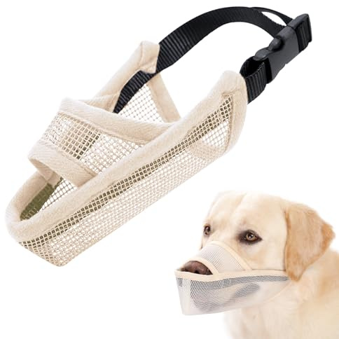 Crazy Felix Maulkorb aus Nylon für kleine, mittelgroße und große Hunde, atmungsaktiv, erlaubt Trinken, Haustier-Maulkorb, gegen Beißen, Bellen, Lecken (S, Beige)