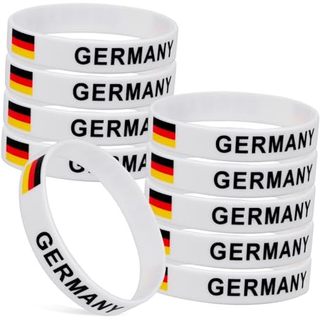 POPETPOP 10 Pcs Country Flag Silicone Bracelets Germany Flag Bracelet Rubber Sports Wristband for Sports Game Compatitive Race Football International Match