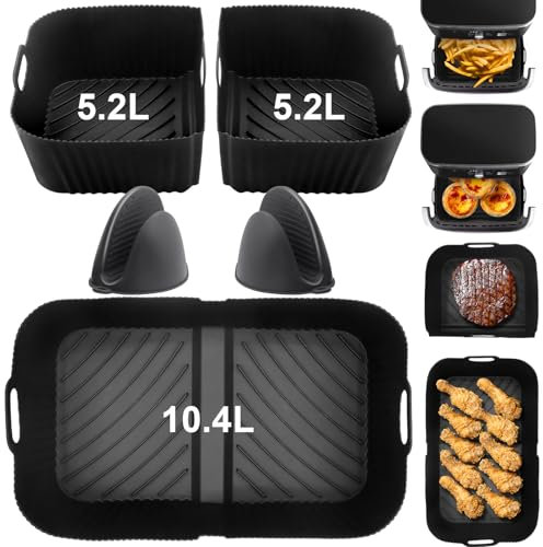 Heißluftfritteuse Zubehör für Ninja 10,4L AF500EU, 5 Stück Airfryer Silikonform für Ninja Foodi Flexdrawer 10.4l, Wiederverwendbar Heißluftfritteuse Silikon Einsätz für Ninja Air Fryer AF500DE