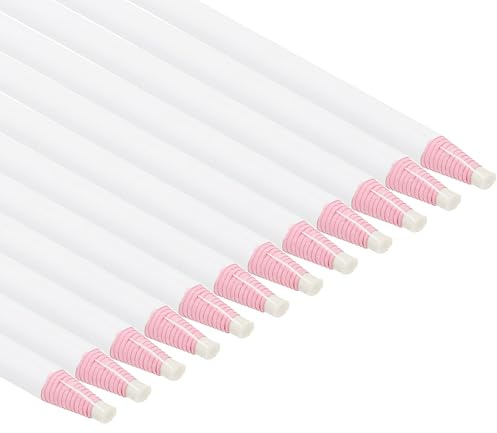 PATIKIL Pennarelli Staccabili, 12pz Matite Cera Grasso Legno per Indumenti in Vetro Pellicola da Disegno Carta Vinile Metallo, Bianco