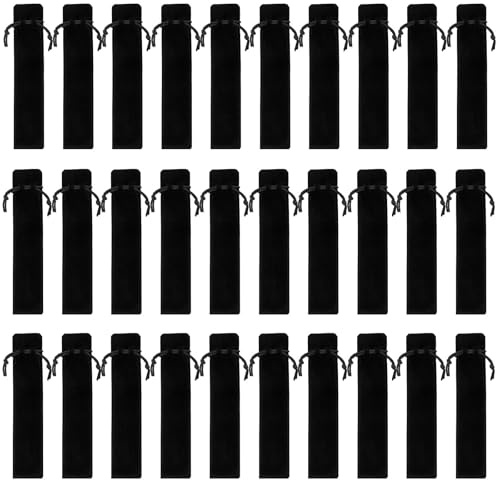 Vxcbad 100 pezzi Astuccio – Sacchetto doppio in velluto con coulisse – Confezione penna per studenti, Nero , Stile classico