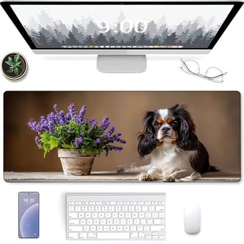 Alfombrilla Ratón XXL Gaming Tapete Escritorio Ordenador 1200 x 600 x 3mm Protector Escritorio Alfombrilla Antideslizante, Mouse Pad Compatible con Ratón Láser y Óptico Gris Lavanda