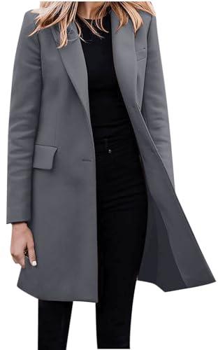 Cocila Giacca autunno/inverno da donna, casual, cappotto medio lungo a maniche lunghe, giacca monopetto Vestito Invernale Rosso Cappotto Rosso Donna Bolero Donna Oro black of friday