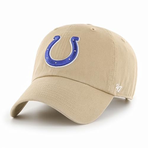 '47 NFL Indianapolis Colts Clean Up Unisex-Baseballkappe, Verstellbarer Riemenverschluss, Einheitsgröße, Team Logo, Farbe Khaki