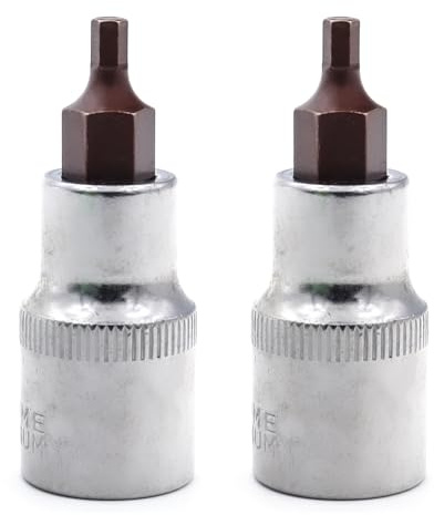 2PCS Juttzzei Hex Bit Socket, 1/2 Drive x H4 (4mm) Allen Key Socket | Premium S2 Alloy Steel 4mm Hex Bit with 1.89 Length for Torque Wrench, Ratchet Wrench, Impact Power Drills