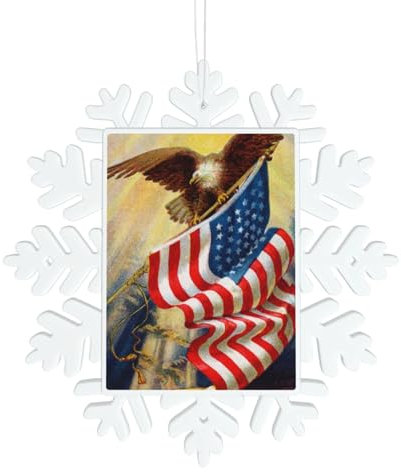 Amerikanische Usa Flagge Adler Kunst Schneeflocke Form Weihnachtsbaum Anhänger Weihnachtsschmuck Lanyards Home Anhänger für Dekoration