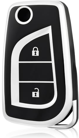 OFF WE GO Autoschlüssel Hülle Schlüssel Hülle Schlüsselhülle Cover für Toyota RAV4 Yaris Aygo Auris Avensis Arten Highlander Fortuner Tundra Hilux Tacoma Schlüsselbox Schlüsselcover Schutz Gehäuse