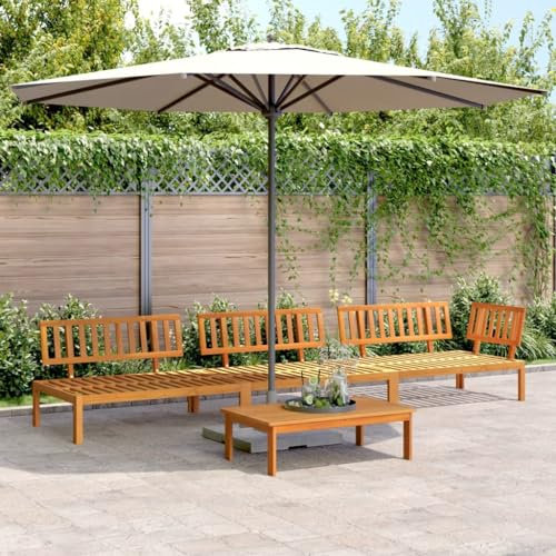 Willood 4tlg.Garten-SofaGarnituraus Paletten Massivholz Akazie Gartensofa aus Holzpaletten,LoungeSet Modular,Gartenbank Gartentisch Gartenmöbel Dunkelbraun Garnitur5