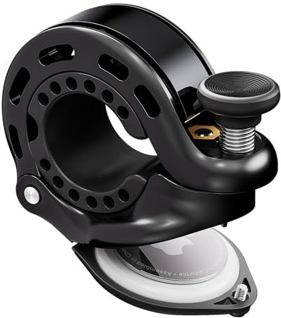 RAVEMEN Q2 Campanello per Bici Compatibile con AirTag, 110db Supporto per Localizzatore Bici Nascosto Antifurto GPS, Campanello per Bicicletta Adatto per Manubri da 22,2-31,8 mm