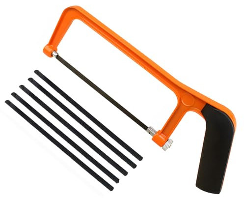 Hacksaw, Mini Hacksaw Set with 5 Carbon Steel Blades, Lightweight Aluminium Frame Junior Hack Saw for Woodwork, DIY Projects, Crafts and Home Decoration