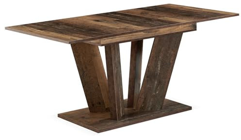 B&D home Esstisch Willem, ausziehbar 120-160x80 cm 4-6 Personen Küchentisch Holztisch mit Säule für Esszimmer, Küche, skandinavisch modern Design, Texas-Eiche, 11201-WE-EITE