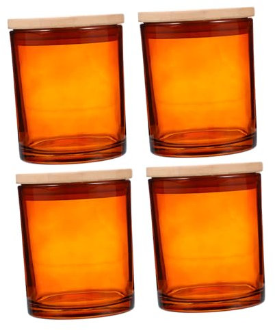 Housoutil 4 Sätze Kerzenglas Bausätze Apotheker Duftend Für Herstellung Zinn Kerzenbecher Kerze Dose Container Aroma Kerzenkinder Groß Schiff Wieder Auffüllbar Vorratsdosen Einmachglas Brown