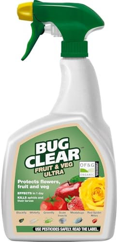 Bug Clear Ultra Spray Bottle 800ml – Natural Insecticide for Fruit & Veg | Controls Aphids, Red Spider Mites, Scale & Whitefly | Suitable for Edible Plants | Ready to Use