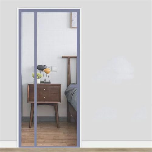 Red magnética para puerta, mosquitera, mosquitera, antiinsectos, malla invisible, para verano, interior, izquierda, abierta, gris, 80 cm de ancho x 210 cm de alto