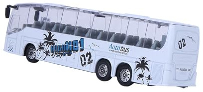 Drfeify 1:50 Bus Giocattolo da Cast Tirare IndETRO Veicoli di Trasporto Publico Mini Bus Modello di Auto Giocattoli con Luce E Musica per Regali per Bambini (Bianco (White)