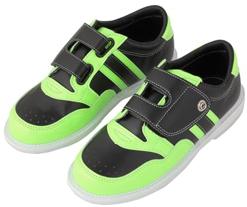 VEACAM Mens Bowling Shoes, Unisex Soft Sliding Sole Non Slip Indoor Bowl Shoes Comfortable Athletic Workout Sport Sneakers,Green,9.5 UK