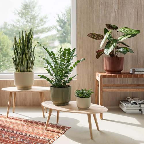 Artevasi Vaso per Piante Miami Wavy 20cm Verde Grigio – Elegante Vaso Decorativo con Finitura Opaca e Struttura ondulata – Vaso Moderno in plastica Riciclata