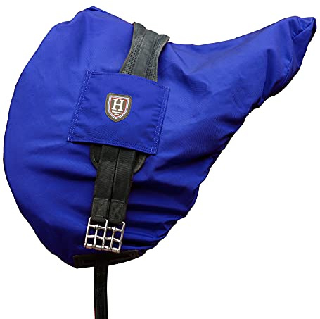 Harrison Howard Hochwertiger englischer Sattelbezug, wasserdicht/atmungsaktiv, mit Fleece gefüttert, langlebig, Schutz vor äußeren Schäden, Allzweck-Sattelbezug, Champion Blue