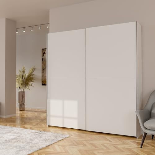 Forte Home Nook 200 - Armoire Moderne à Portes coulissantes - 2 Portes - pour Chambre à Coucher - en Bois - Blanc - 200,1 cm de Large x 210 cm de Haut x 39,1 cm de Profondeur