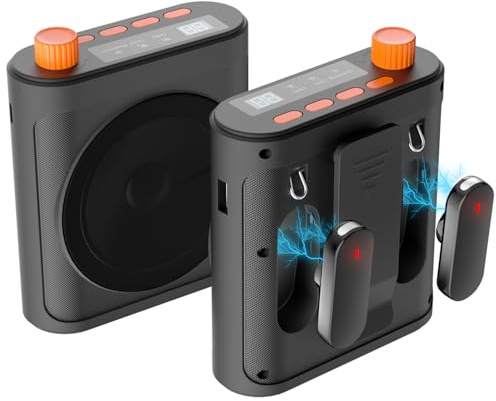 Amplificateur de voix portable avec 2 microphones sans fil – Son haute définition rechargeable pour enseignants et personnes âgées