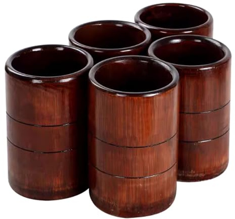 5-teiliges Schröpfset aus karbonisiertem Bambus, Feuer-Schröpftherapie-Set mit natürlichen Bambusgläsern, Entgiftungswerkzeugen in Spa-Qualität(6.5-7.5cm)