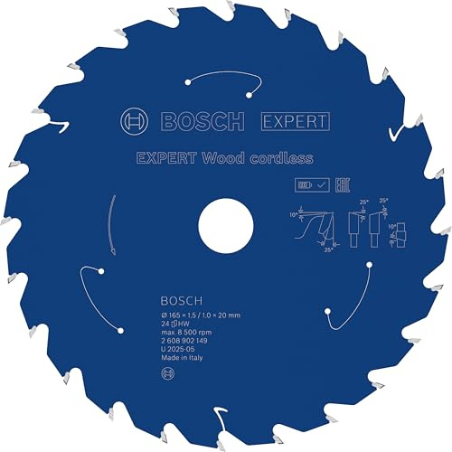 Bosch 1x EXPERT Wood cordless Kreissägeblatt für Handkreissägen (für Weichholz, Hartholz, Ø mm, Professional Zubehör Akku-Handkreissägen)