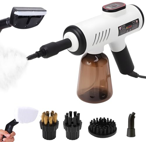 Tatqilo Handheld Steam Cleaner, 1200W Steam Cleaning for Home, 600ml Water Tank, 3 Level Adjustable, Multi Purpose Portable Steam Cleaner with 9 Accessories for Kitchen, Sofa, Car, Carpets, Window