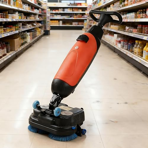Dfdieratve Limpiador de Suelos Profesional, Fregona Eléctrica a Batería con Cabezal Doble Eléctrica 360°, para Uso Intensivo en Supermercados, Bares, Hoteles y Hogar en Azulejos