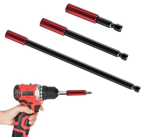 OPVYAEU 3 Piezas alargadores magnéticos para puntas atornillador de 1/4, 50/100/150 mm, porta punta universal de acero S2, extensión para destornillador, taladro atornillador, conexión rápida