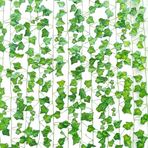 SOMONEY Efeu Künstlich,15 Stück 105 Ft Efeu Hängend Girlande Künstlich Efeugirlande Leaves Für Room Garten Party Decor (15 Stück)