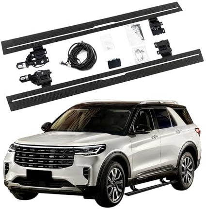 OLQYBD Marchepieds électriques rétractables compatibles avec Ford Explorer 2020-2025 : marchepieds électriques rétractables automatiques, capacité de 272 kg, surface antidérapante