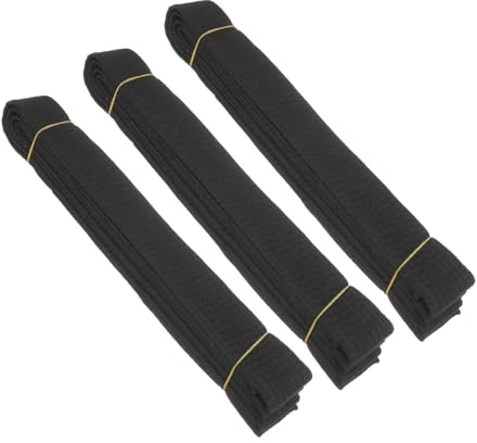GALPADA Set 3 Cinture da Taekwondo in Cotone Nero 280cm Cinture da Allenamento per Arti Marziali Uomo e Ragazzo Fascia Regolabile per Karate, Judo e Taekwondo Esposizione Gradi