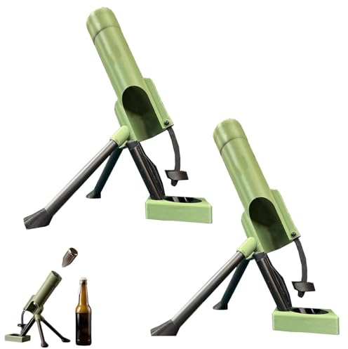 Bierflaschenöffner im Mörser-Design, 51-mm-Kronkorken-Werfer, automatisches Push-Down-Design für freihändige Bedienung, Bierflaschenöffner im „Mortar-Style“ – ideal für Hausbar & Partys (2*A)