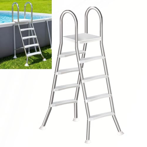 LHFJ Swimming Pool Ladder Above Ground, Heavy Duty Pool Steps Above ground, Thicken 304 Stainless Steel Above Ground Pool Handrails for Outdoor, 2/3/4/5 Steps Pool Stairs, Capacity 550 Lb,53 in