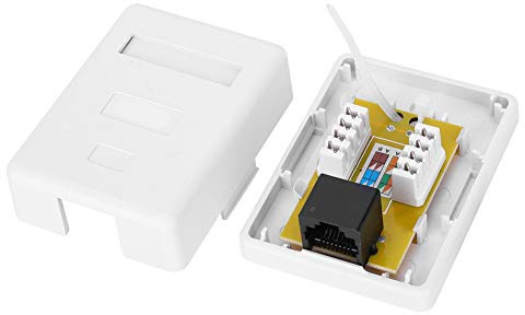 Cocoarm Nätverksbox, ABS RJ45 Kopplingsdosa CAT6 Enkelport 8P8C Ytmonterad Skrivbordsinformationsbox med IDC-terminal för Nätverkskablar för Hemmakontor