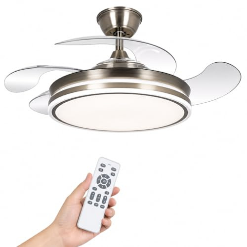 LUMIKING Ventilador de Techo con Luz LED 72W – Motor DC Silencioso – Aspas Retráctiles – 6 Velocidades, Luz Cálida, Día y Fría (3000K-6500K) – Temporizador – Ø108 cm, Mando Incluido (Bronce 108 cm)