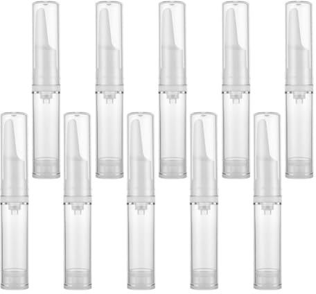 POPETPOP Flacons-pompes Airless Bouteille en Plastique Compacte et Étanche 5ml Lot de 10 pour Sérum Contour des Yeux pour Voyage et Usage Quotidien