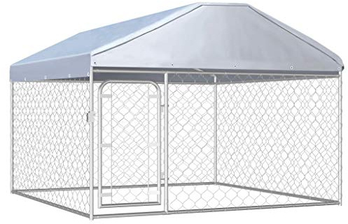 Festnight Perrera de Exterior con Techo Perreras para Perros Exterior Jaula Perro Grande 200x200x135 cm