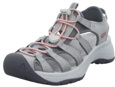 KEEN Women's Astoria West Closed Toe Sandals, Grey/Coral, 8.5