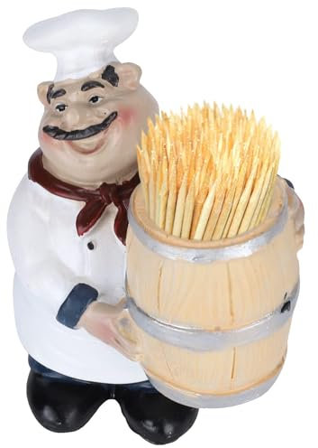 Chef-Figuren, Zahnstocherhalter, Zahnstocherspender aus Kunstharz mit italienischer Chef-Statue für niedliche Chef-Statue, Zahnstocherspender, Halter für Küche, Theke, Restaurant, Café, Dekoration