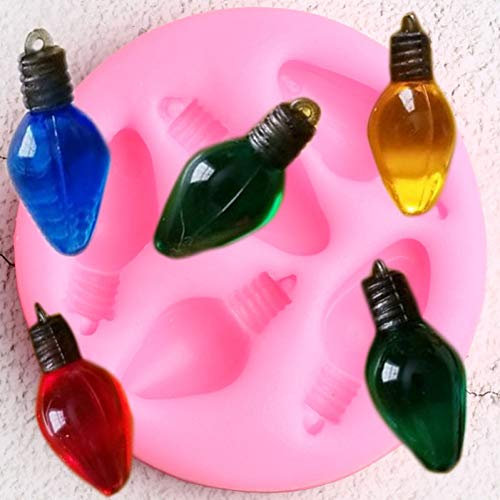 JLZK Light Bulbs Silicone Molds Christmas Cupcake Topper Fondant Mold Diy Party Cake Decorating Tools Candy Chocolate Moulds