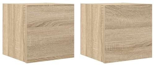 vidaXL 2X TV Wandschrank Wohnwand Anbauwand Schrankwand HiFi Schrank Hängeschrank Fernsehwand Fernsehschrank Wohnzimmer Sonoma-Eiche 30,5x30x30cm