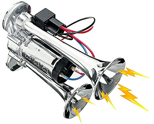 Klaxons De Trains Électriques 12V 600DB Pour Véhicules,Kit De Compresseur D'air À Double Trompette Pour La Plupart Des Véhicules Camions Camions Trains Bateaux Voitures Vans,Facile À Installer