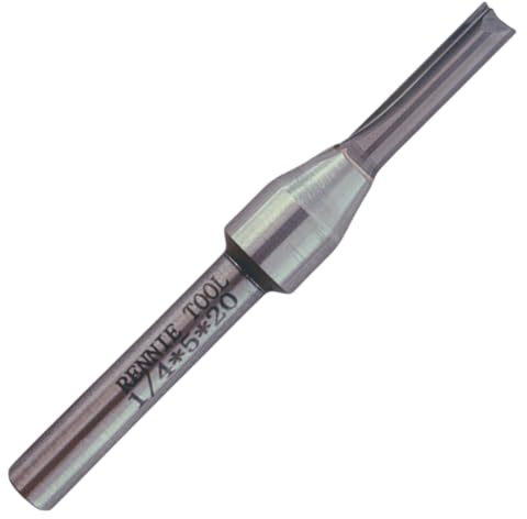 Rennie Tool - 5mm Cut x 20mm Flute x 1/4 Shank 2F Straight Router Bit | TCT Tipped 2 Flute Straight Router Cutter Bit Compatible With Makita Bosch Trend Katsu Dewalt Router Etc. 5mm Router Bit