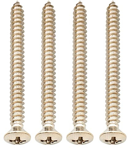 Musiclily Ultra 4x45mm Halsplatte Tremolo Federkralle Schraube Nickel 4Stk. | Edelstahl,für E-Gitarre Bass
