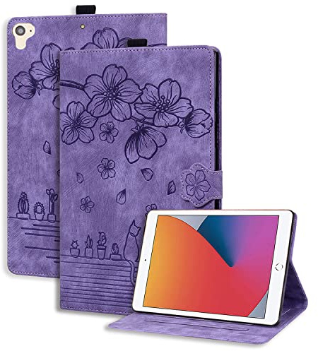 Succtopy Hülle Kompatibel mit iPad 5./6. Generation 9.7 2017/2018 Flip Wallet Cover Case iPad 9.7 Schutzhülle mit Stifthalter Stand für iPad 9.7/ iPad Pro 9.7/ iPad Air/iPad Air 2 Violett