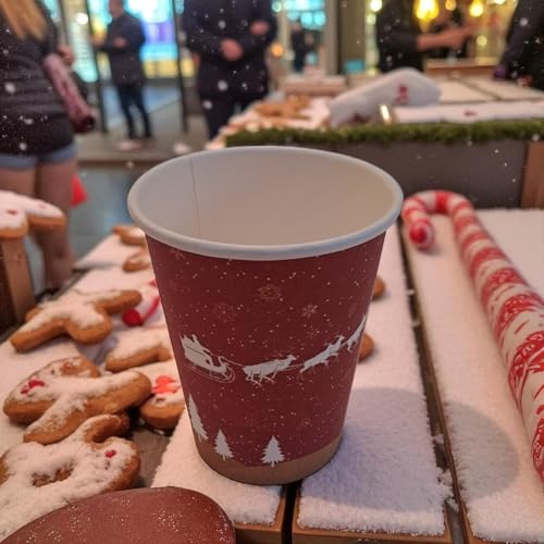 250 x 0,2l Glühweinbecher, Pappbecher Einwegbecher Coffee to Go Becher Weihnachten EXKLUSIV …