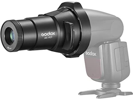 Godox AK-R21 Juego de proyector de Flash de cámara con Lente + Adaptador de Montaje para Flash de Cabeza Redonda + Caja Deslizante + 2 Piezas de Diapositivas + de la Serie Godox AD100/ AD100 Pro V1