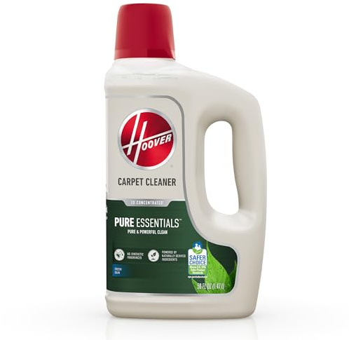 Hoover Pure Essentials Carpet Cleaner Solution, 50 oz., Fresh Rain Scent, Natural Plant Based Formula, Deep Cleaning Carpet Shampoo Solution, Pair with Hoover Carpet Cleaner Machine
