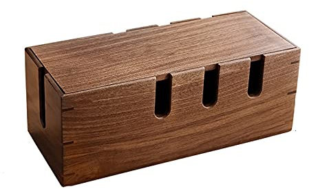 Kabelmanagement Organizer Box Stromkabel-Aufbewahrungsbox aus Holz Desktop-Kabelmanagement-Box Schützen und verstecken Sie Stromkabel-Steckdosenleisten-Kabel-Organizer for Zuhause und Büro Kabelbox (